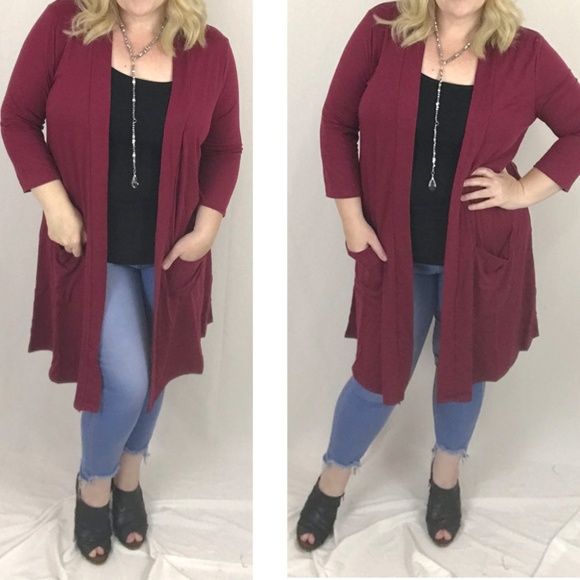 Zenana Outfitters Sweaters - Duster Knee Length Jersey Knit Cardigan